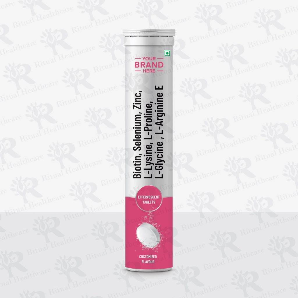 Biotin, Selenium, Zinc, L-Lysine, L-Proline, L-Glycine , L-Arginine Effervescent Tablets