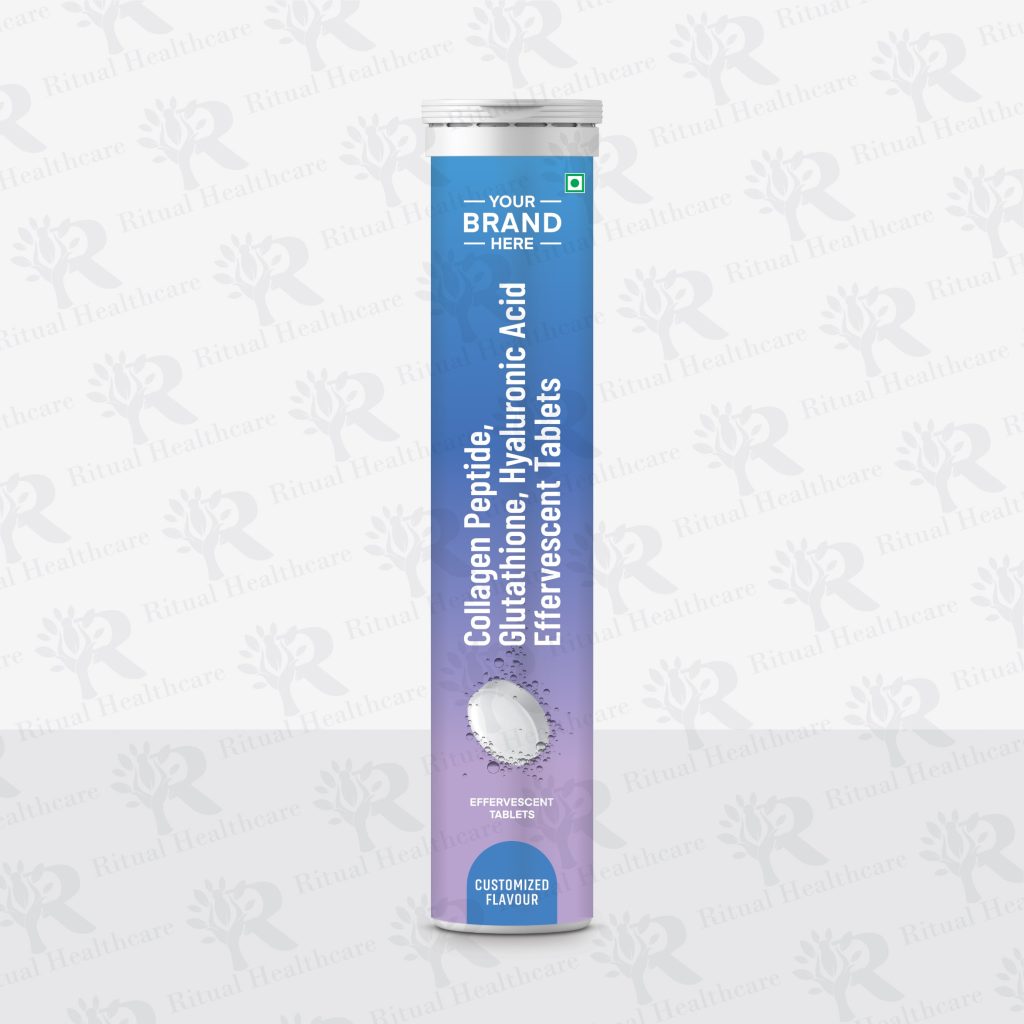Collagen Peptide, Glutathione, Hyaluronic Acid Effervescent Tablets